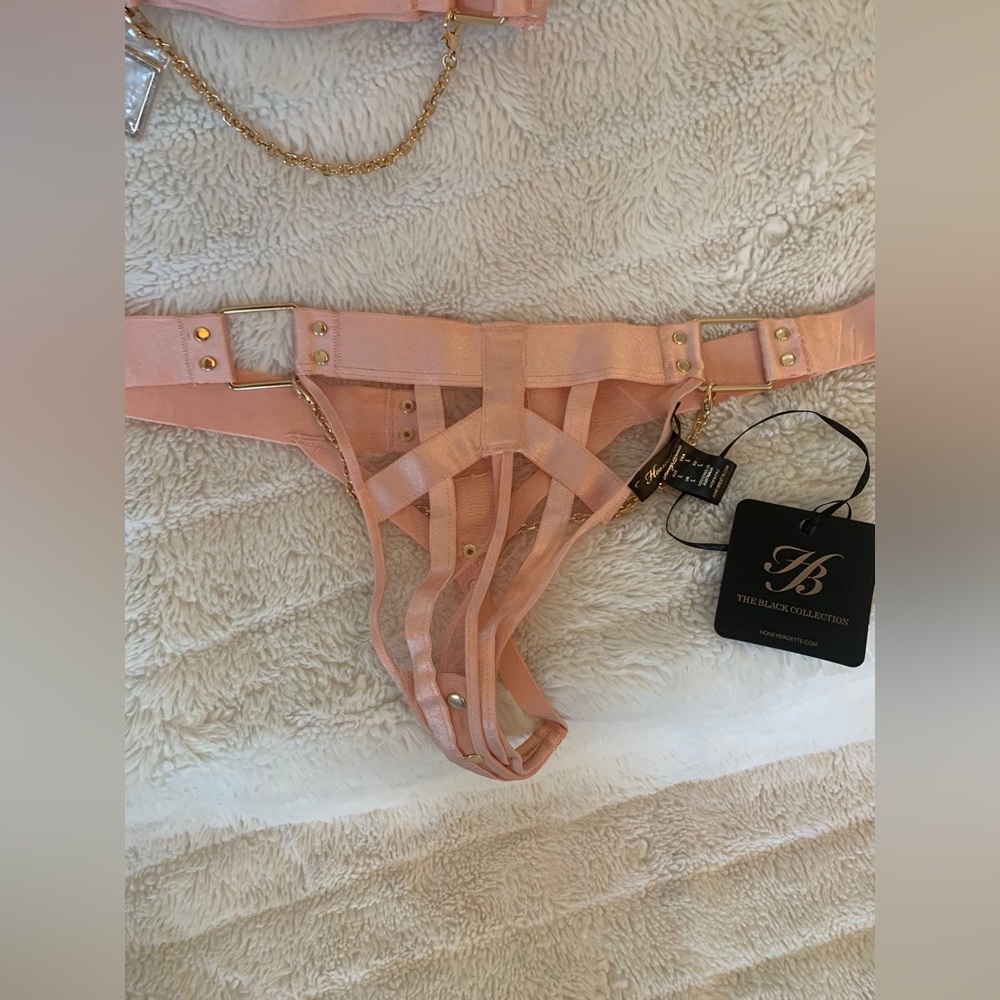 Honey Birdette pink garterbelt and panties